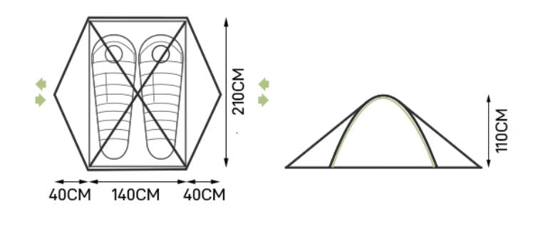 Moonta 1-2 Persons Tent (green)